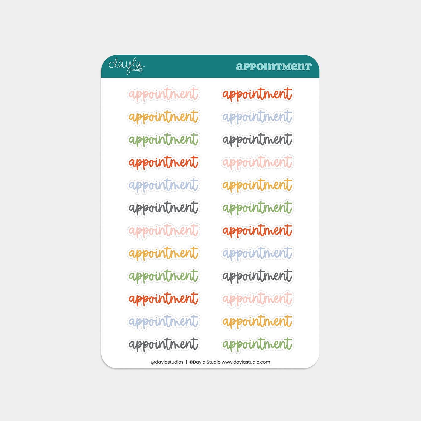 "Appointment" Word Stickers